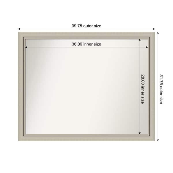 Amanti Art Romano Silver Narrow 39.75 in. x 31.75 in. Custom Non-Beveled Wood Framed Bathroom Vanity Wall Mirror