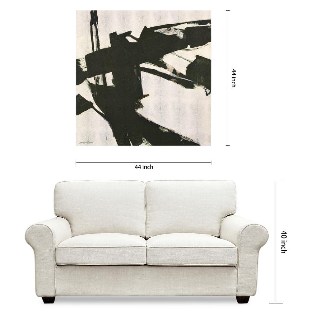 Bold Abstraction Black and White Art on Gold Shagreen Canvas