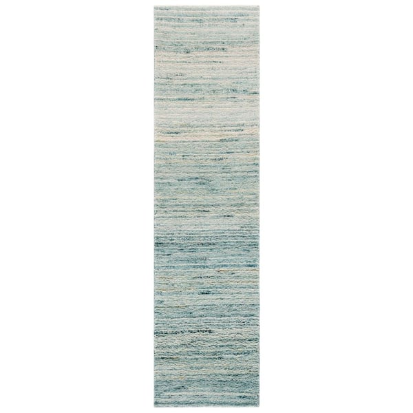 Casablanca 2 ft. x 9 ft. Turquoise/Ivory Striped Runner Rug