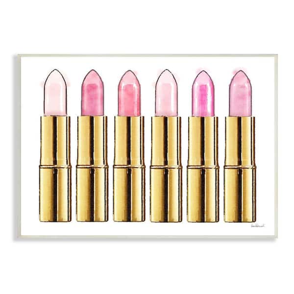 The Stupell Home Decor Collection Pink Gold Lipstick Glam Fashion Watercolor By Amanda Greenwood Unframed Abstract Wood Wall Art Print 10 In X 15 Aa 534 Wd 10x15 - Lipstick Home Decor