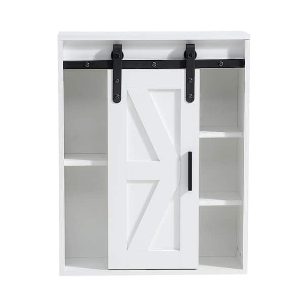 Unbranded 7.9 in. W x 21.7 in. D x 27.6 in. H Bathroom Storage Wall Cabinet in White