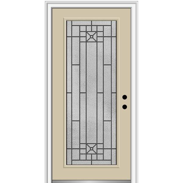 MMI Door 32 in. x 80 in. Courtyard Left-Hand Full Lite Decorative Painted Fiberglass Smooth Prehung Front Door, 4-9/16 in. Frame