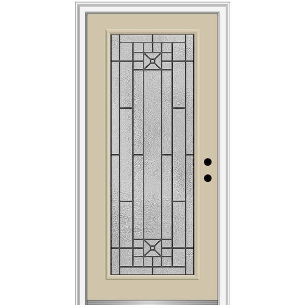 MMI Door 34 in. x 80 in. Courtyard Left-Hand Full Lite Decorative Painted Fiberglass Smooth Prehung Front Door, 4-9/16 in. Frame
