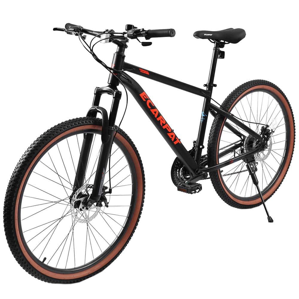 ITOPFOX 27.5 in. Tires Mountain Bike, 21-Speed Disc Brakes Trigger Shifter,  Carbon Steel Frame ,Pre-assembled Bicycle, Black Red H2SA11-3OT166 - The 