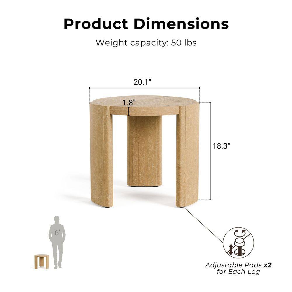 Ashford 20 in. Oak Round Wood End Table with Plinth Base - thumbnail 2