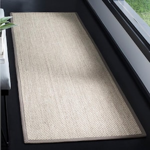 Natural Fiber Marble/Khaki 3 ft. x 10 ft. Border Runner Rug