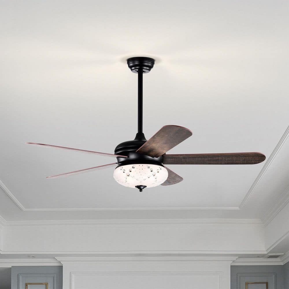 52 in. Black Downrod/Angled Mount Retro Ceiling Fan with No Light Bulb Included Remote Included price history on PriceWatchPro