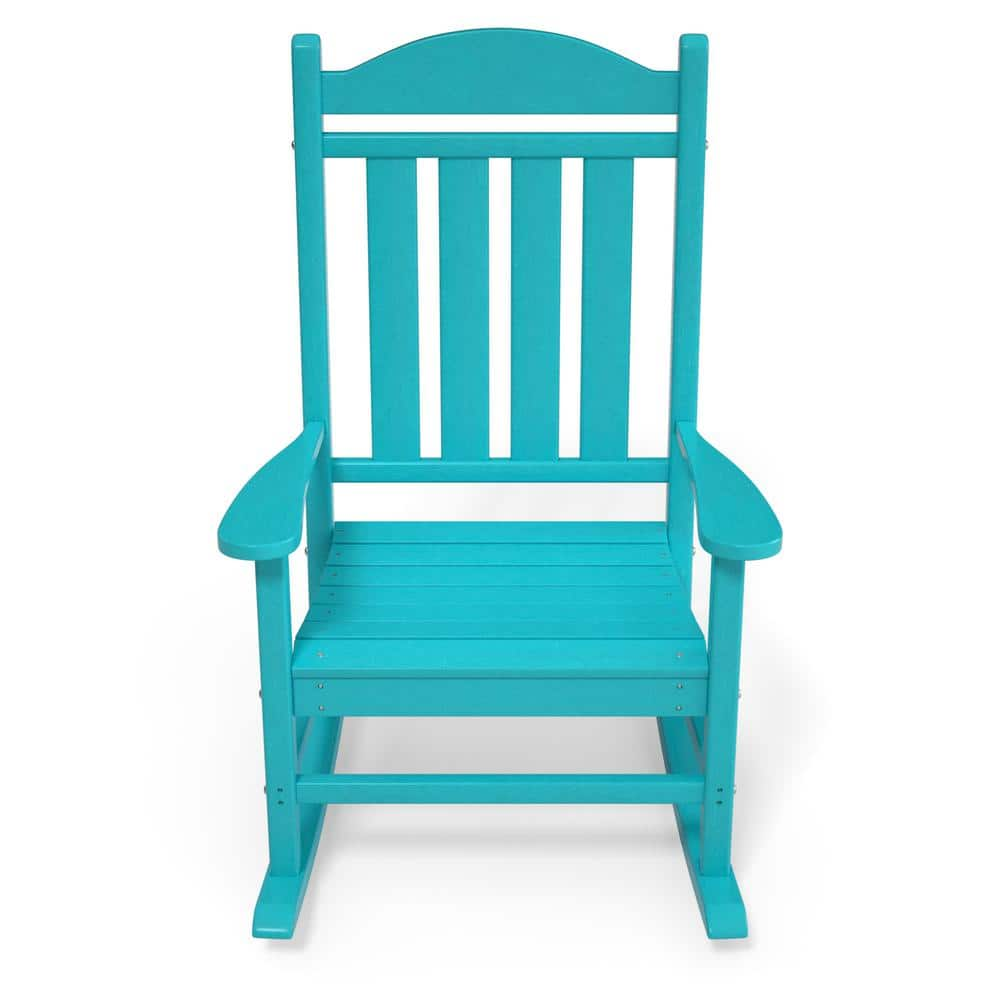 All-Weather Resistant Blue Plastic Outdoor Rocking Chair (1-Pack) OD ...