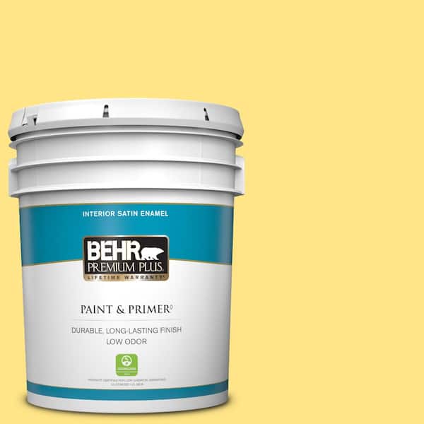 BEHR PREMIUM PLUS 5 gal. #P300-5 Upbeat Satin Enamel Low Odor Interior Paint & Primer