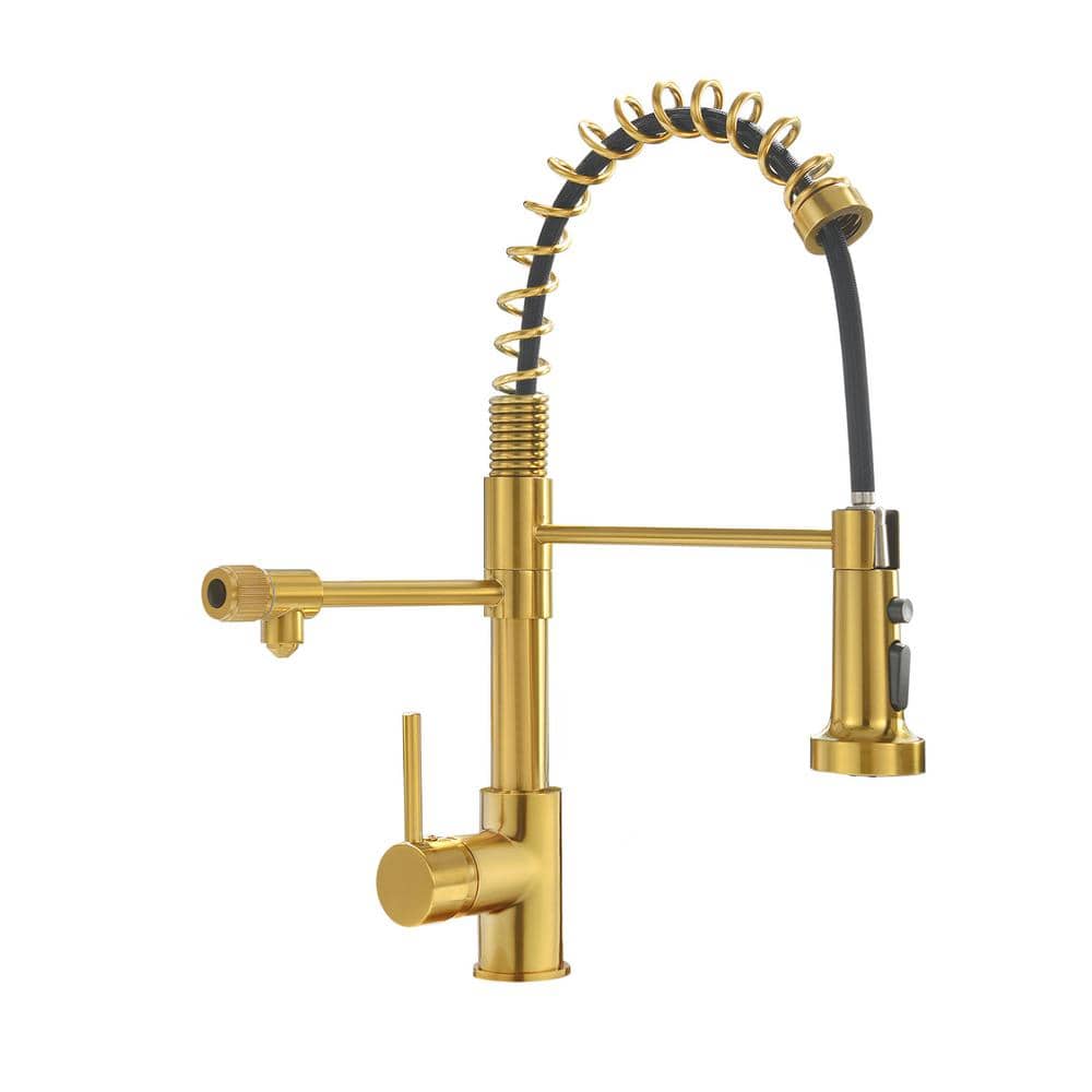 Single Hole 3-Hole Kitchen Sink Faucets with Pull Down Sprayer — Goldenwarm