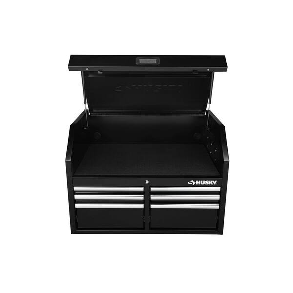 Husky 36 In W 12 Drawer Deep Combination Tool Chest And Cabinet Set In Gloss Black H36ch6tr6xd The Home Depot