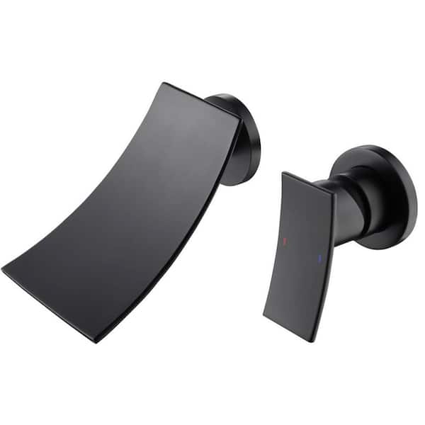 waterpar Single Handle Wall Mounted Bathroom Faucet in Matte Black