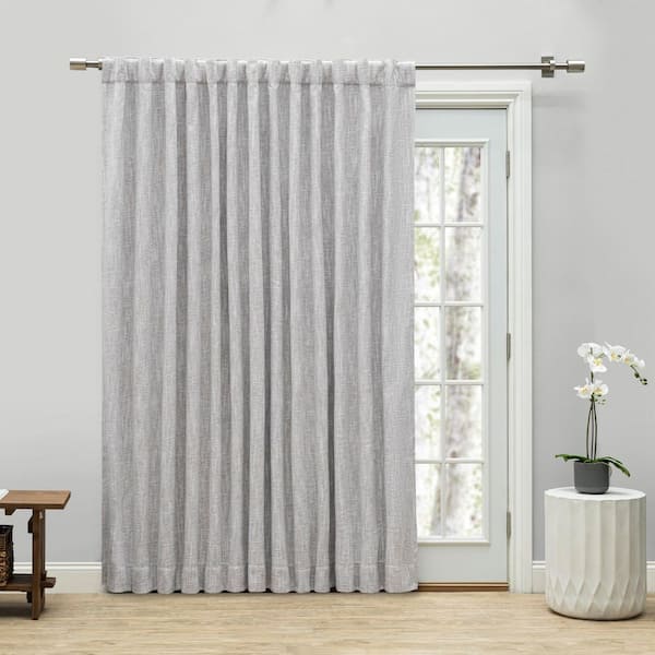 Haven Light Grey Polyester Solid 104 in. W x 84in. L Rod Pocket Patio Blackout Curtain (Single Panel)