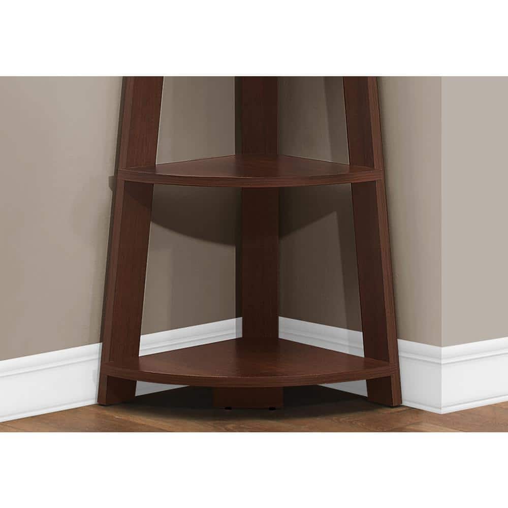71.25 in. Brown Faux Wood 5-Shelf Corner Bookcase