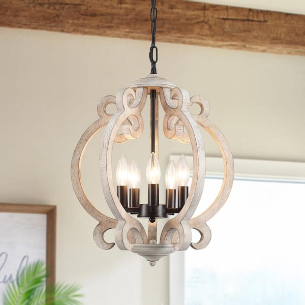 LWYTJO 5-Light Matte Black Open Cage Type Shape Candle Style Rustic Chandelier for Dinning Room with No Bulbs Included