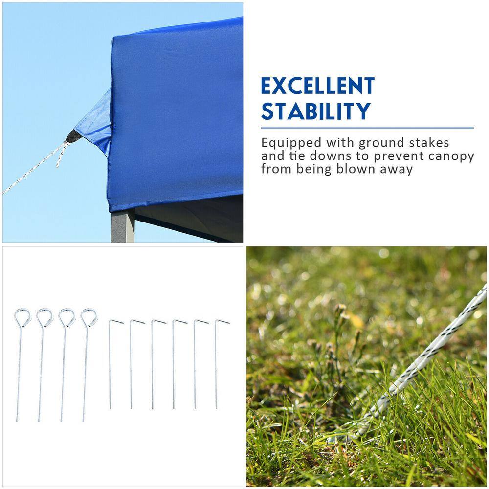 Blue 10' x 20' Adjustable Folding Heavy Duty Sun Shelter with Carry Bag