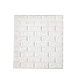 10 Pack 58 sq. ft. White 3D Brick Wallpaper Panel, Waterproof Stick Wallpaper for Living Bedroom Laundry Kitchen TV Wall