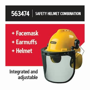 Chainsaw Safety Helmet Combination, Includes Helmet, Visor and Ear Protection