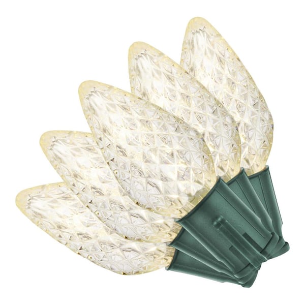 100 Count Warm White Faceted Steady Lit Super-Bright C9 LED Lights