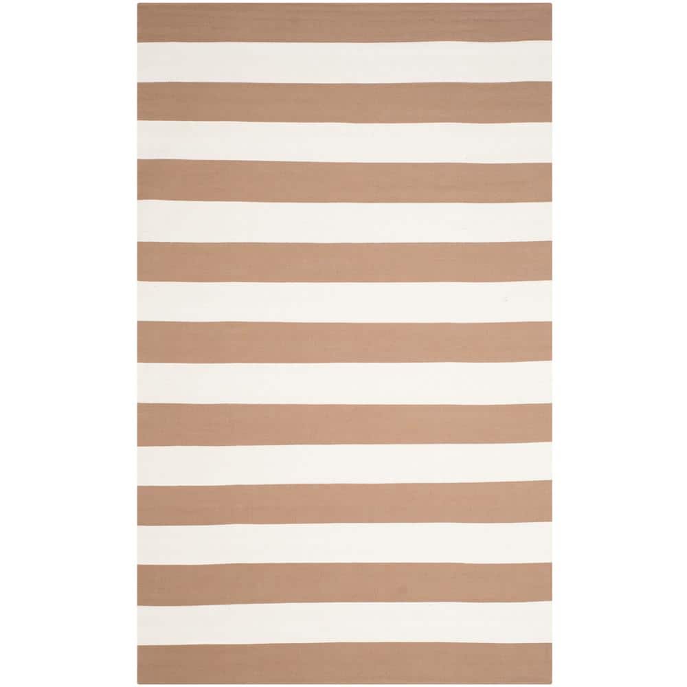 Sand and Ivory Handwoven Cotton Striped Area Rug
