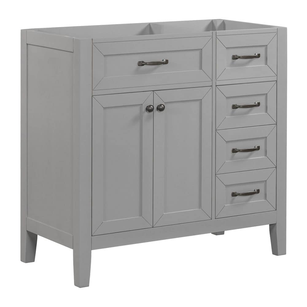 36 in. Bath Vanity Cabinet without Top in Gray Bathroom Cabinet with Drawers