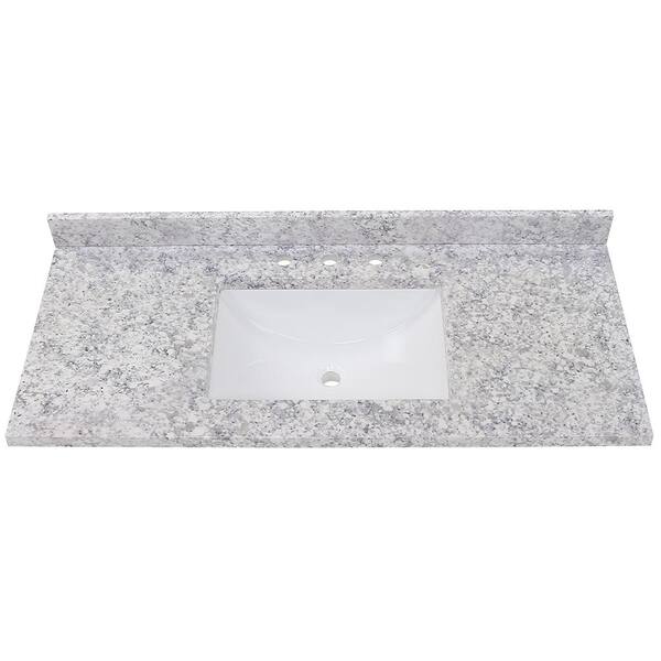 Photo 1 of 49 in. W x 22 in. D Stone Effects Cultured Marble Vanity Top in Everest with Undermount White Sink