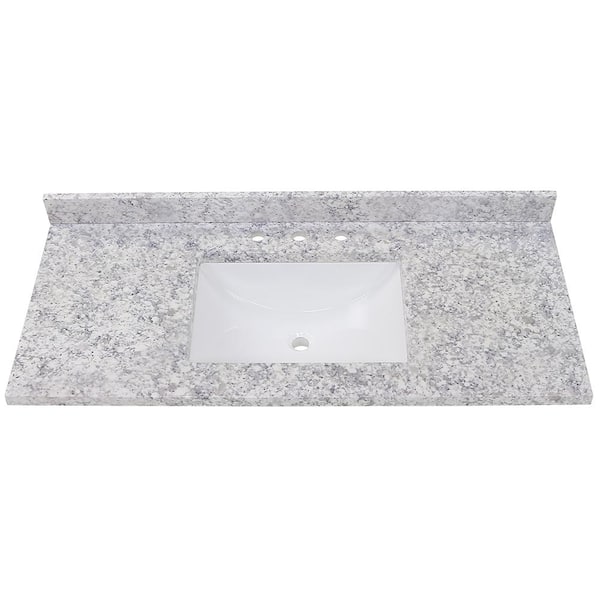 49 in. W x 22 in. D Cultured Marble White Rectangular Single Sink Vanity Top in Everest