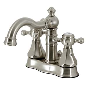 Metropolitan 4 in. Centerset 2-Handle Bathroom Faucet with Brass Pop-Up in Brushed Nickel