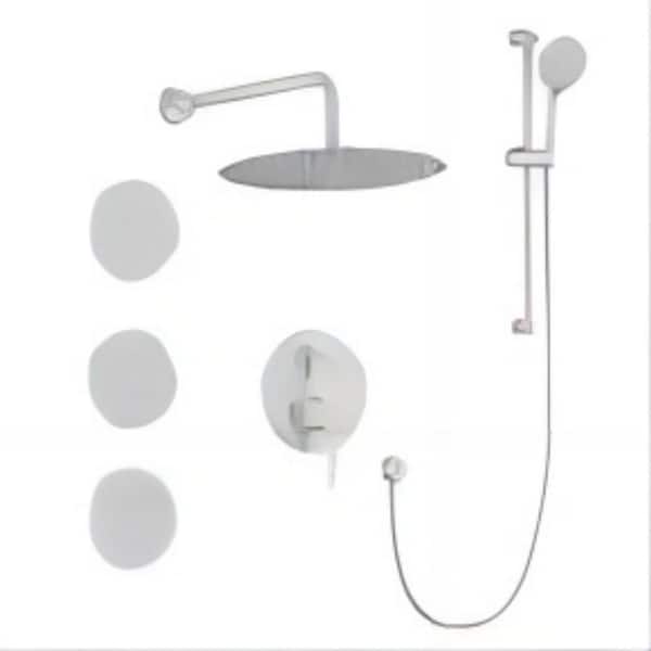 Lukvuzo 3-Spray Patterns Dual Shower Head Wall Mount Fixed and Handheld Shower Head with 3-Body Sprays in White