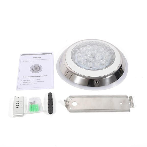 YIYIBYUS 11.8 in. Stainless Steel Swimming Pool Light in White LED 