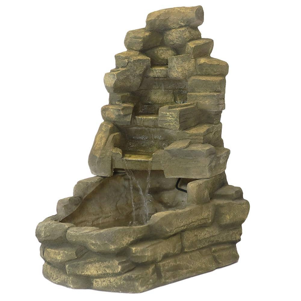 Sunnydaze 37 in. Outdoor Stone Water Falls Fountain FC-73720 - The Home ...