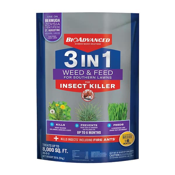 20 lbs. 3-in-1 Weed and Feed for Southern Dry Lawns Fertilizer Plus Insect Killer