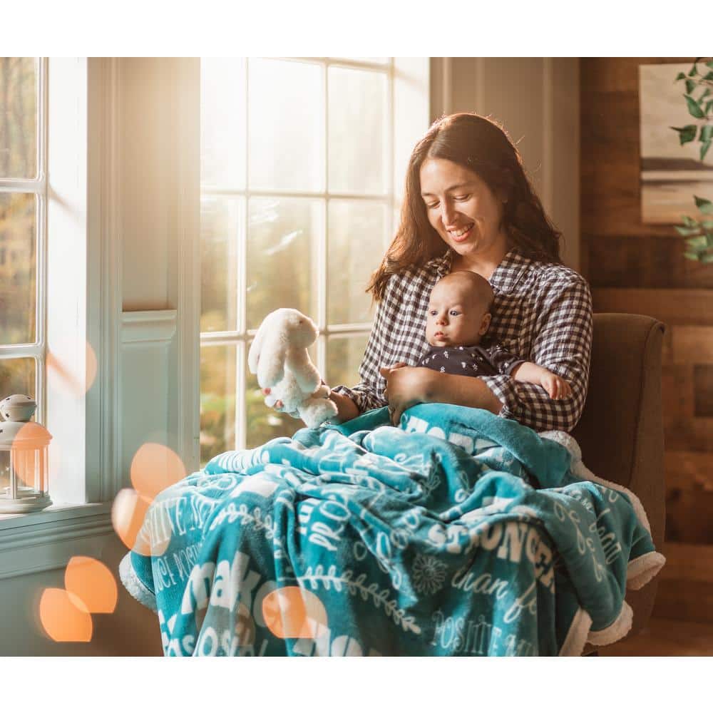 Teal Reversible Fleece and Sherpa Electric Throw Blanket