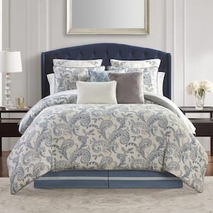 Florence 6-Piece Blue Floral Cal King Comforter Set