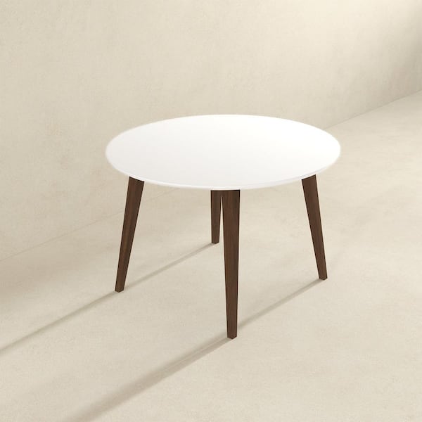 Grayson Modern 43.3 in. W Brown and White Solid Wood Round Dining Table, 4 Seats
