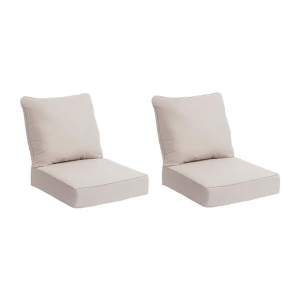 24 in. W x 24 in. D CushionGuard Deep Seat Universal Outdoor Lounge Chair Cushion in Putty (Set of 2)