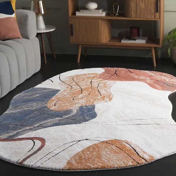 Contour 5 ft. x 8 ft. Rust/Ivory Abstract Area Rug