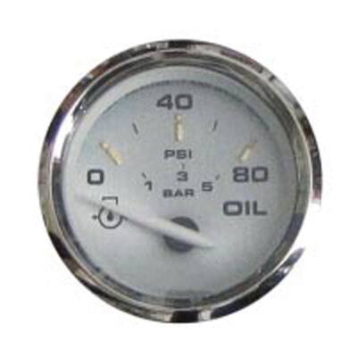 Spun Oil Pressure Gauge 80 PSI - Silver