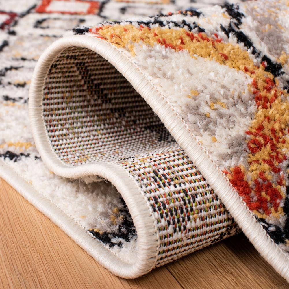 Ivory and Multicolor Synthetic Square Area Rug, 4' x 4'