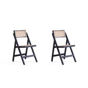 Pullman Black and Natural Cane Folding Dining Side Chair (Set of 2)