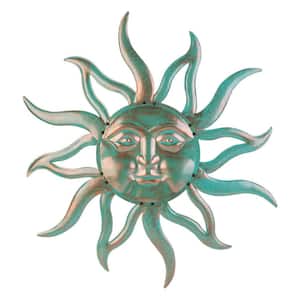 30 in. x 30 in. Sun Metal Wall Art Outdoor Decor, Rust Proof Retro Wall Sculpture Statues Wall Art Hanging Decoration