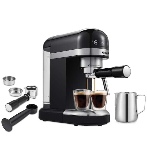 Sboly Coffee Maker Steam Espresso Machine with Milk Frother , New 1-4 Cup Expresso Black
