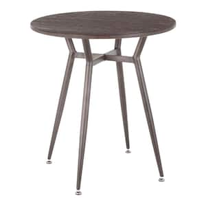 Clara Round Antique Metal and Espresso Wood Dinette Table