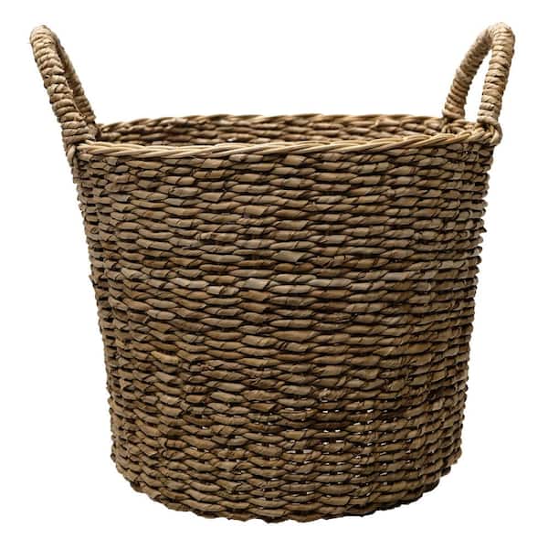 MPG 17 in. Dia Seagrass Basket Planter in Natural with Plastic Liner