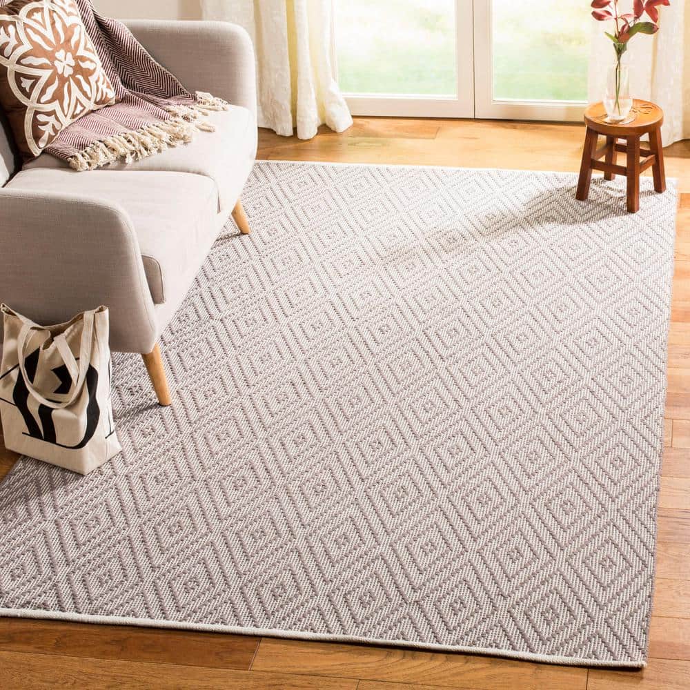 Montauk Grey and Ivory Handwoven Cotton Area Rug, 5' x 8'