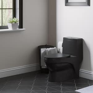 Virage 1-piece 1.1/1.6 GPF Dual Flush Elongated Toilet in Matte Black, Seat Included