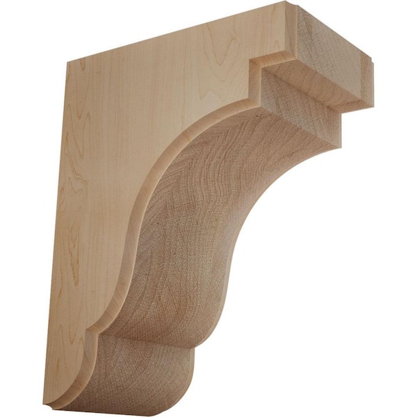 Ekena Millwork 8-1/2 in. x 5-1/4 in. x 11 in. Unfinished Maple Bedford Corbel