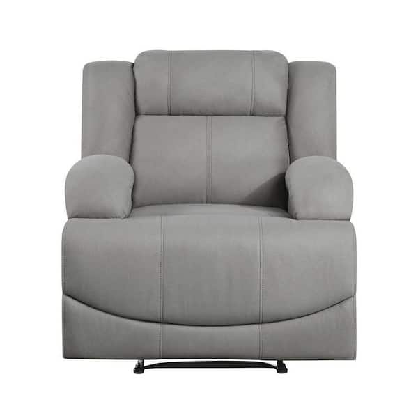 EVERGLADE HOME Darcel Gray Microfiber Upholstered Reclining Chair