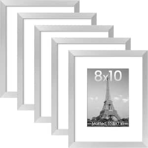 8 x 10 Matted Silver Plastic Hanging Picture Frame (Set of 5)