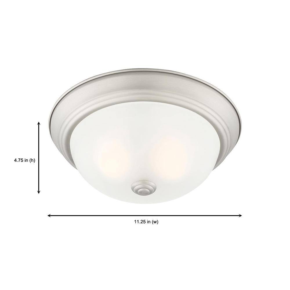Pewter 11" Etched Glass 2-Light Flush Mount Ceiling Light